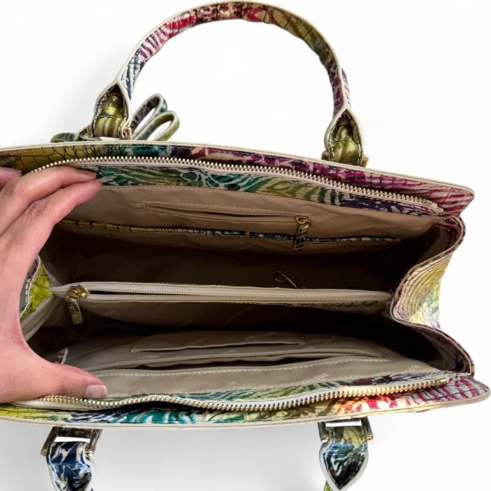 Brahmin Finley Business Satchel Wild Leather Carryall Bag Wallet Tassel NWOT
